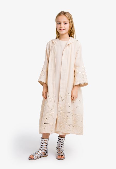 Embroidered Hooded Dress & Abaya Set