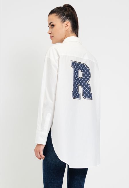 Back Letter Motif Oversized Shirt