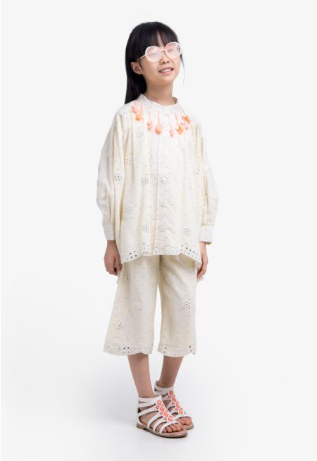 Embroidered Lurex Shirt & Trouser Set