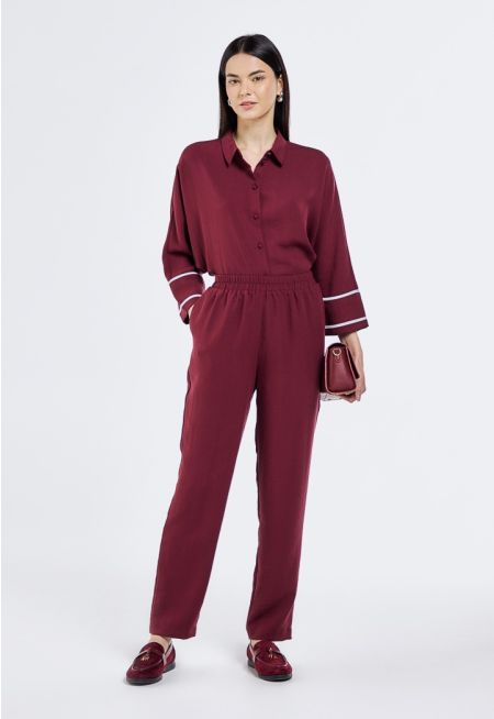 Solid High Waist Trousers