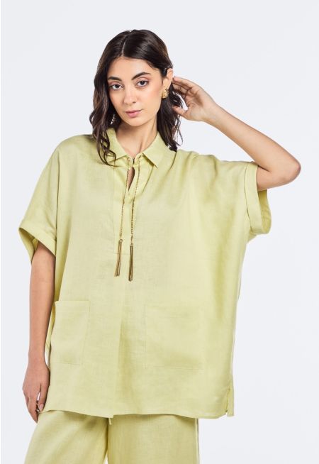 Continuous Short Sleeves Linen Tunic