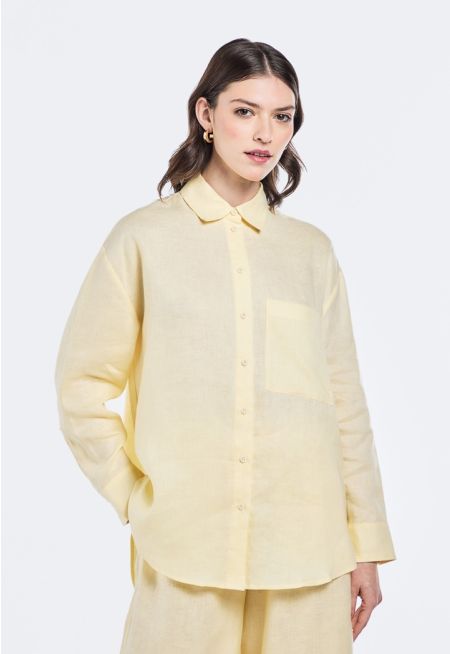 Drop Shoulder Linen Shirt