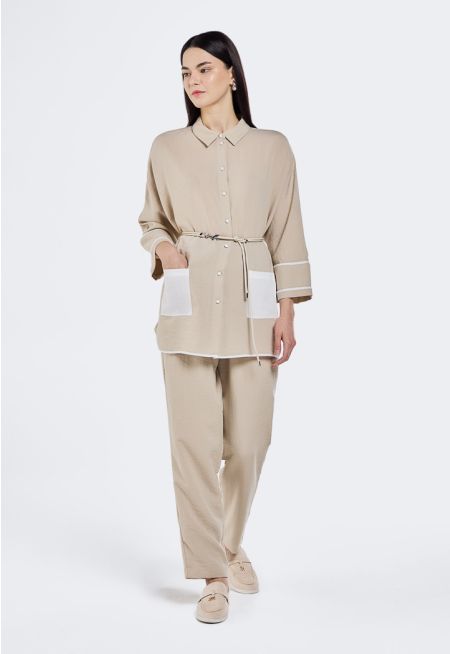 Solid High Waist Trousers