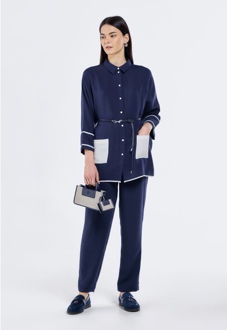 Solid High Waist Trousers