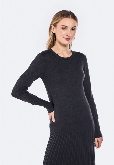 Solid Knitted Long Sleeve Top