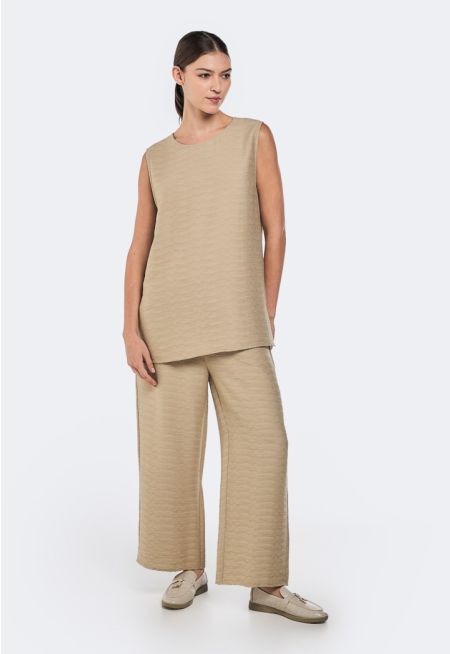 Textured Straight Cut Trousers