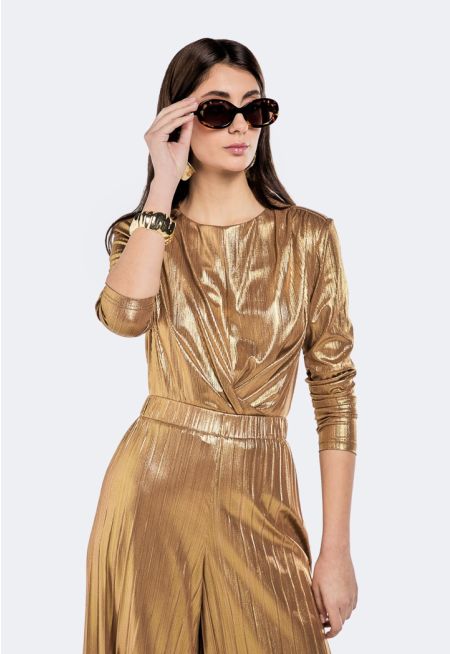 Metallic Blouse With Wrap Details- Ramadan Style