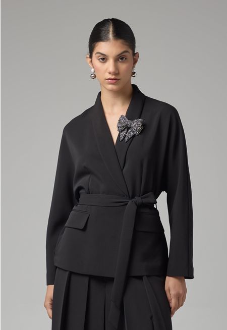 Long Sleeves Belted Jacket
