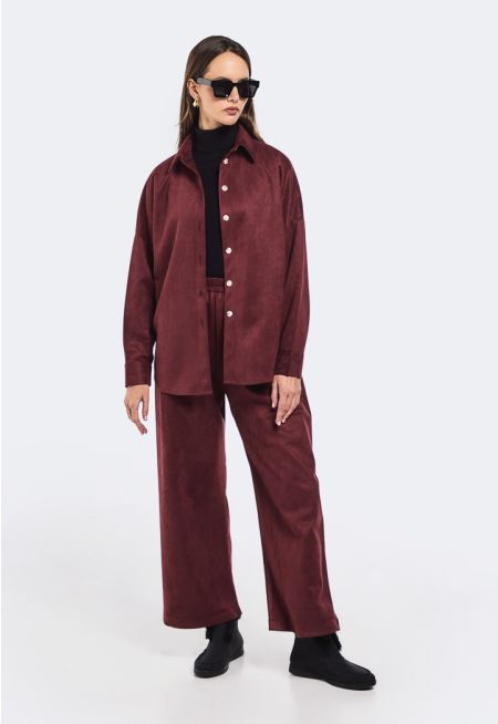 Suede Shirt and Pants Set (2PCS)