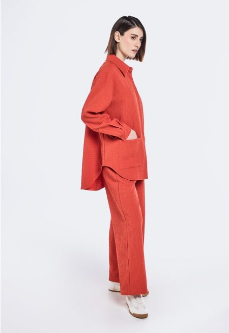 Elasticated Waist Textured Trousers