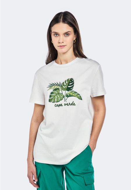 Leaf Embroidered T-Shirt
