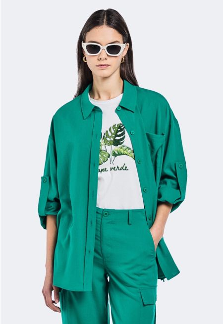 Solid Drop Shoulder Shirt
