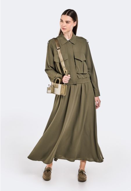 Elasticated Waist Flared Skirt