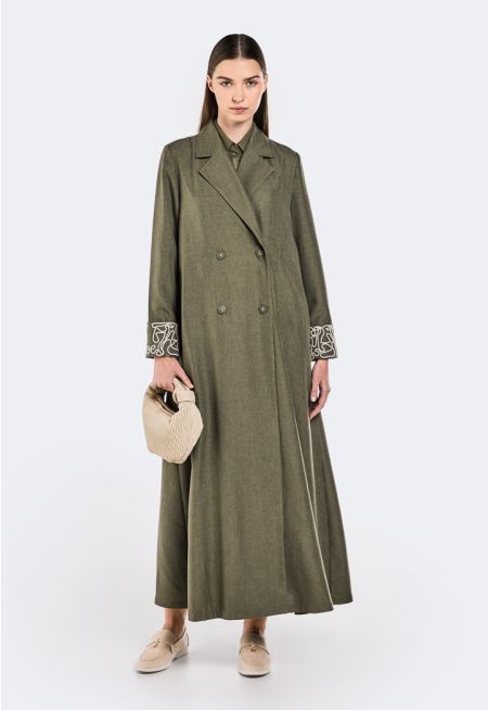 Embroidered Double Breasted Blazer Abaya
