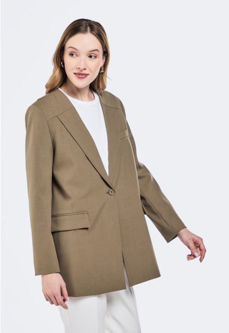 Overlap Striped-Back Blazer 