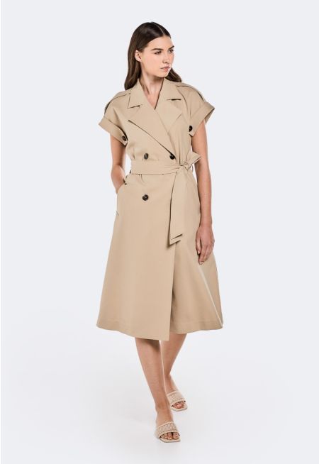 Sleeveless Trench Coat Dress