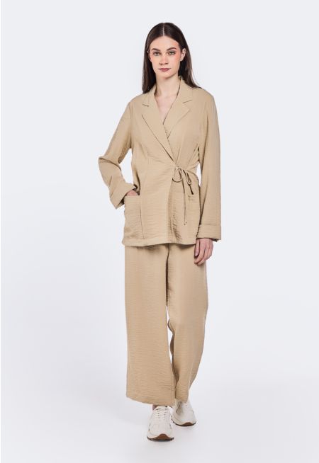 Crinkled Wide Leg Trousers