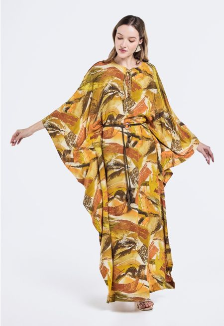 Printed Continuous Long Sleeves Dress