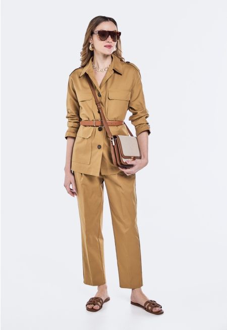 Strap Details High Waist Trousers