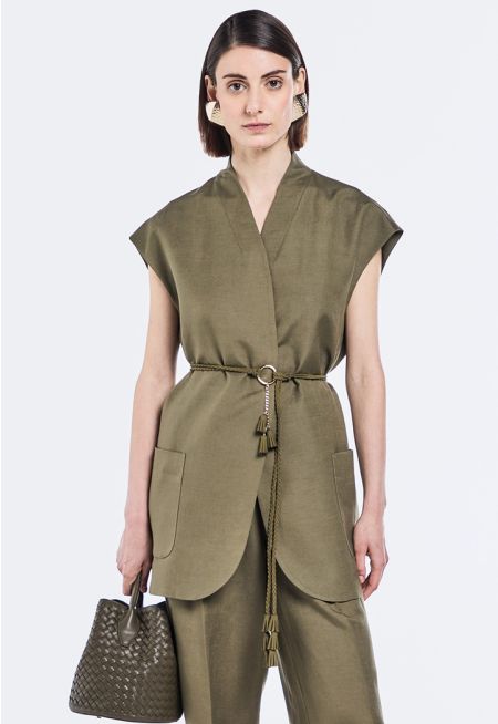 Sleeveless Belted Kimono