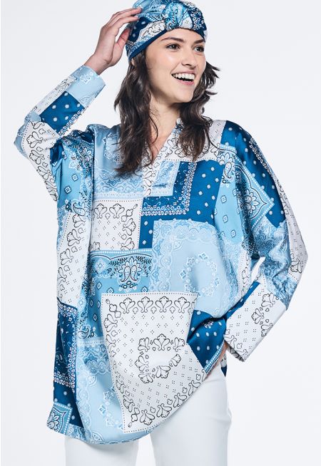 Patch Print Oversized Tunic