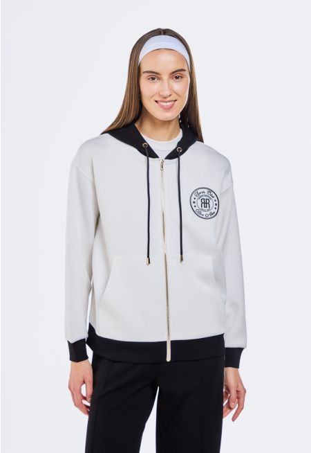 Contrast Zip Up Sweatshirt