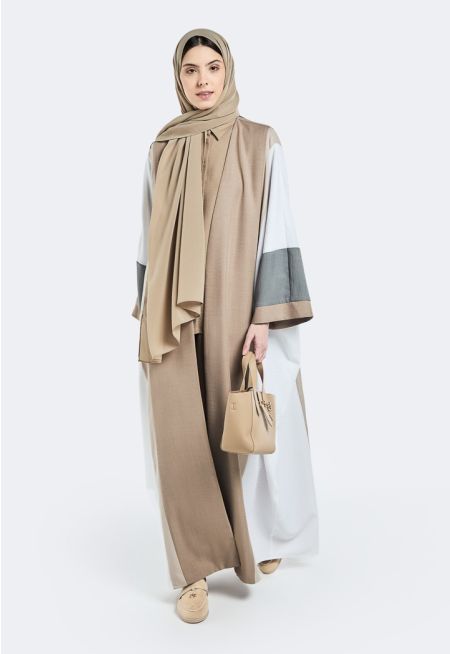 Color Block Abaya With Hijab (2 PCS)