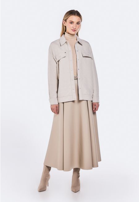 PU Leather Flared Skirt