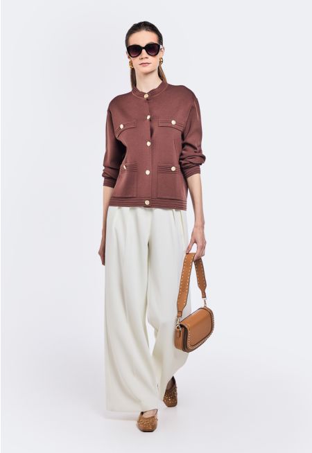 Solid High Waist Trousers