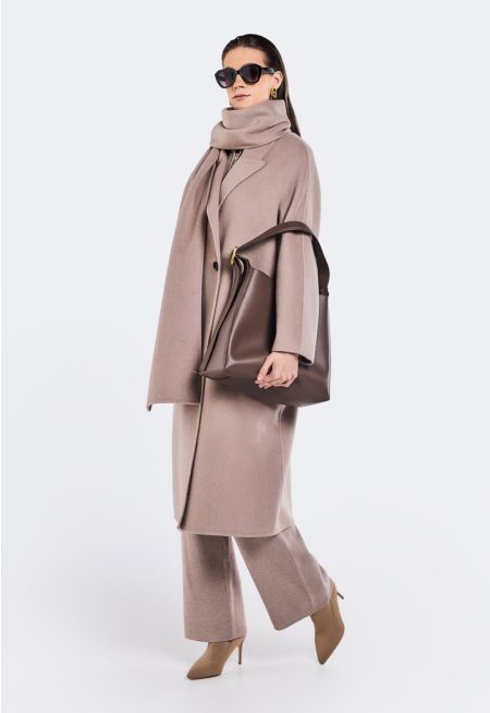 Wool Overcoat With Detachable Scarf
