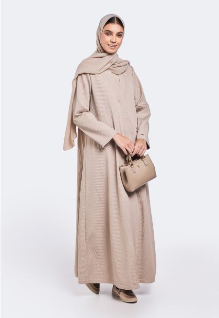 Textured Abaya With Hijab (2 PCS)