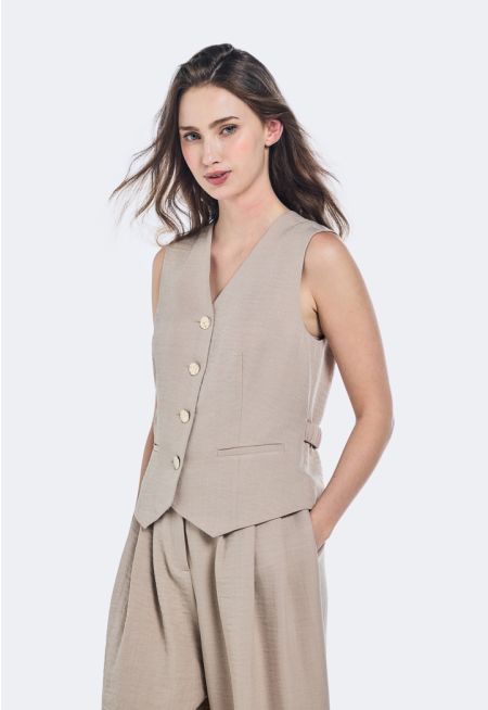 Crinkled Asymmetrical Hem Vest