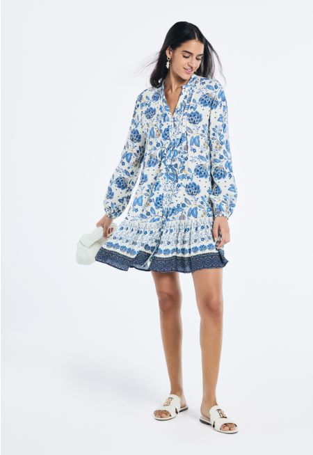 Floral Print Ruffled Hem Dress- Ramadan Style