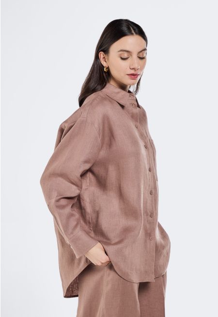 Drop Shoulder Linen Shirt