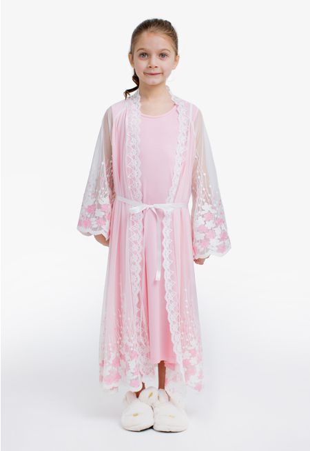 Kimono & Sleeveless Dress Set