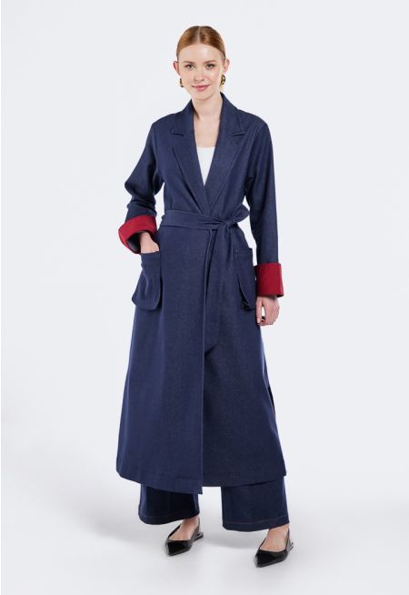 Striped Back Denim Abaya