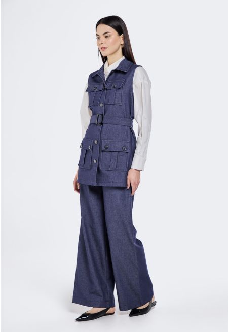 Elastic Waist Denim Pants