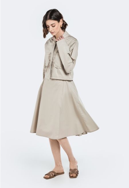 Midi Belted Dress With Short Jacket (2PCS)