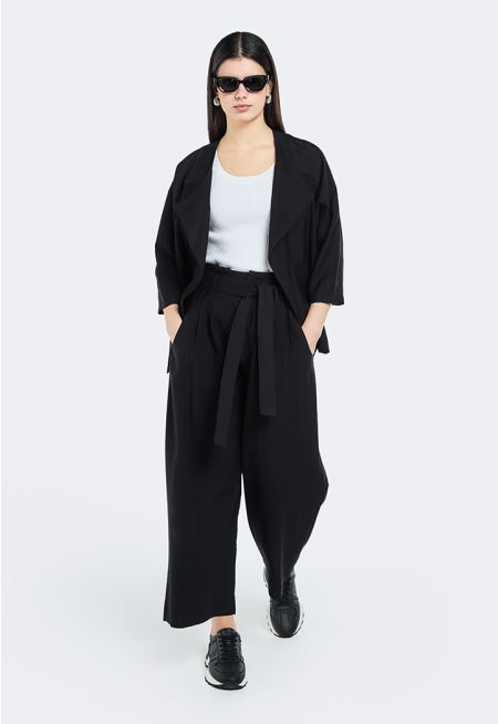 Wide Leg Belted Trousers