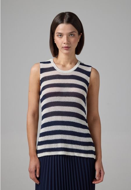 Contrast Knitted Sleeveless Top