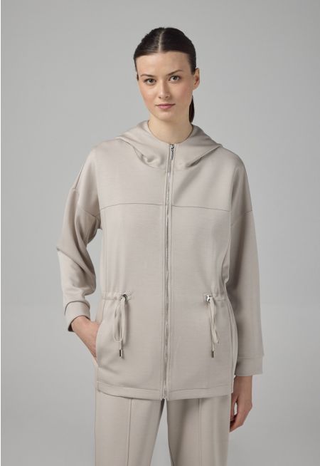 Solid Relaxed Fit Drop Shoulder Jacket