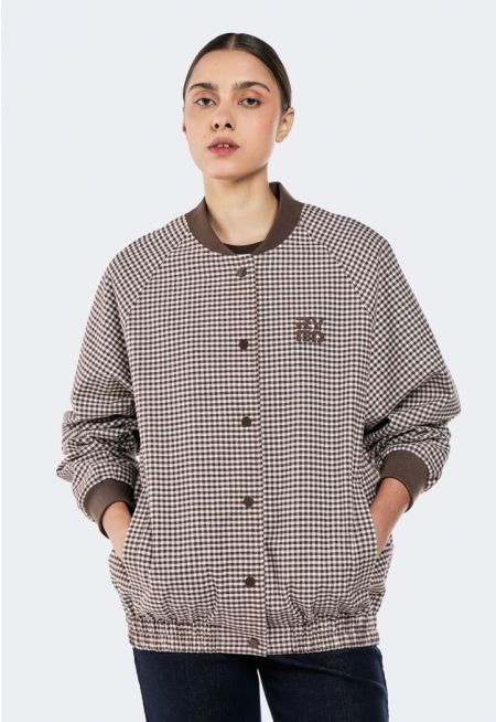 Checked Bomber Jacket