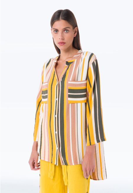 فستان ماكسي واسع مخطط متعدد الألوان - عروض