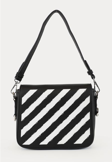 Striped Top Handle Satchel Bag -Sale