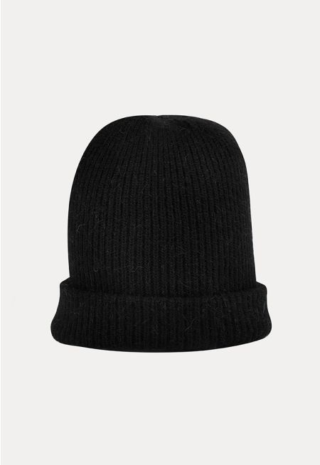 All Over Ribbed Knitted Slouchy Beanie -Sale