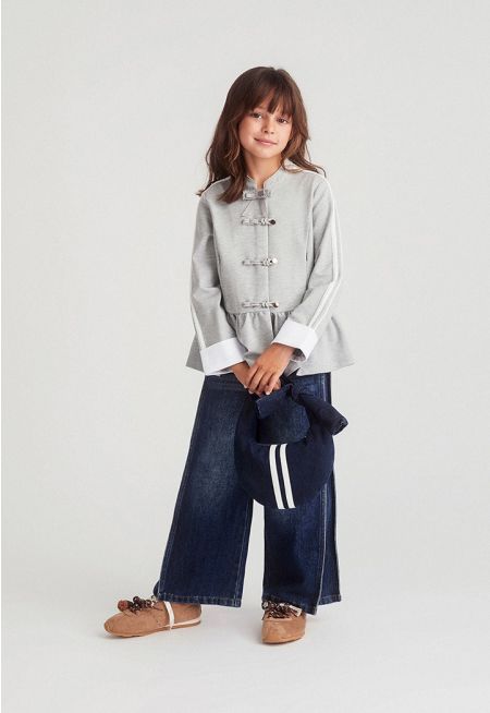 Wide-Leg Jeans with Side Pleats