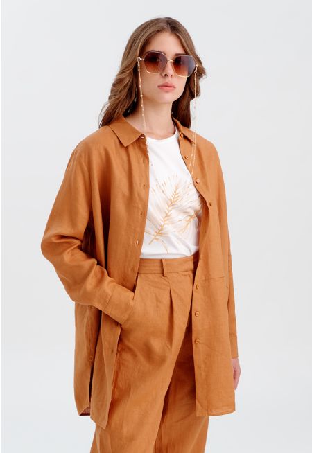 Solid Oversize Shirt With Pockets