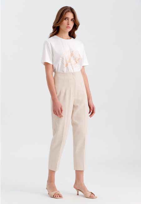 Solid Trouser With Pleats At Waist