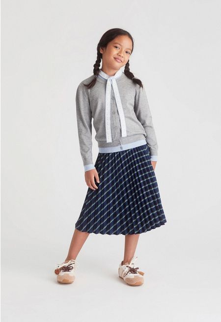 Striped Pleated Skirt
