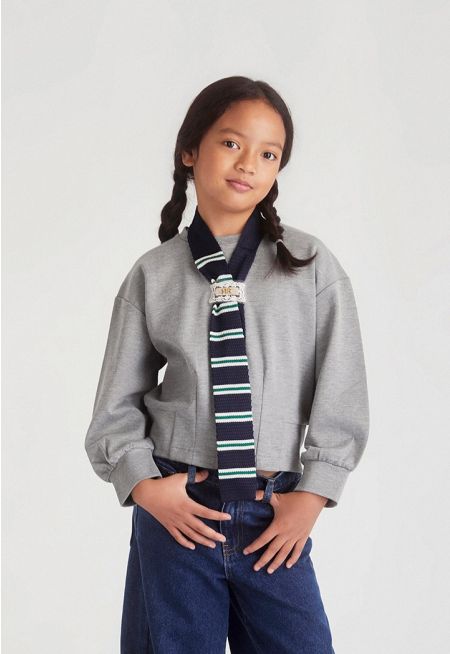 Sweatshirt with Knit Scarf 